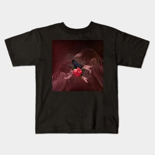 Wonderful crow with rose Kids T-Shirt
